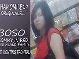 Boso Mom in Red dress black panty