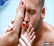 Foot fetish at the pool