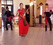 Cute Indian girl dances in sari