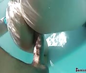 Hot blonde babe in an underwater sex