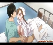 Busty hentai nurse sucking patient cock