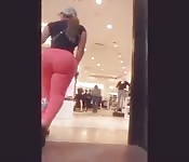 Huge ass walks through mall