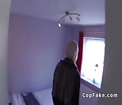 Blonde amateur sucks dick to fake cop