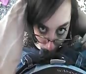Amateur with glasses is going to suck on your meat