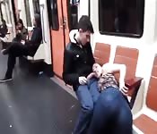 Total cock slut sucks some dick on the subway