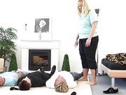 Chubby slut abusing men ...