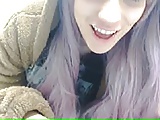 Purple Haired Amateur Cums On Cam