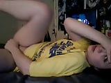 Freaky college teen masturbates and chokes herself