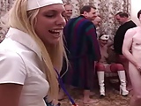 Ten old guys fuck a younger blonde with anal