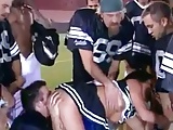 Cheerleader Gabgbanged by Football Team