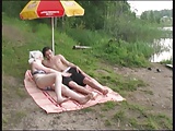 Russian mature Mom and her boy on the nature! Amateur!