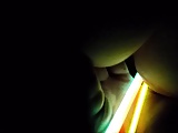 Glow Stix insdie tight wet pussy