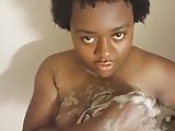 kinky chubby ebony nanny teasing solo play in shower