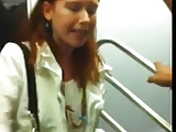 Failed Flash - Redhead Woman gets very mad in the train
