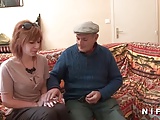 Redhead slut anal fucked in 3some with GrandPa