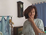 Lonely granny takes his horny cock