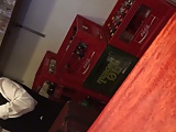 Wanking and cum in restaurant. 