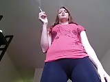 Sexy Jenn smoking with an awesome camel toe