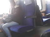 train flash with cum. she looks a lot and likes it