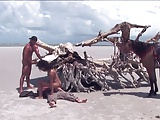 Brazilian beach threesome.