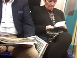 Candid mature Shoeplay Feet Dangling Flats on Train