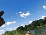 Dickflash - Jerking for a topless sunbather .360p