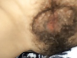 cumming on her hairy pussy then eating my own cum