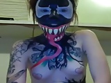 Amazing Venom painted teen with toys on cam