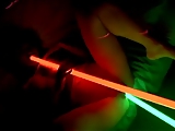 Asian Rubbed and Fucked with Glow Sticks!!