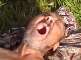 Russian teen fucks homeless oldman outdoors