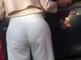 Ass voyeur 12 - See through white pants VPL