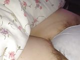 wifes long shiny hairy pussy hanging from white pantys