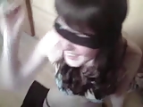 Blindfolded bitch splatered