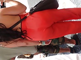 Sexy Mexican ass in orange dress