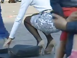 High heels in Ukraine 12  torn jeans, black stilettos