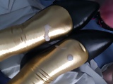 Cumming on latex stockings and flats