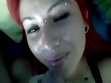 Pink-Haired Punk Slut Sucking Her Boyfriends Cock