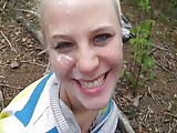 Young german blonde outdoor blowjob and facial