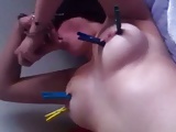 amateur teen blindfolded and nipple clamps sucking dildo