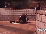 Subtitled extreme Japanese public blowjob naked sushi