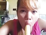 Filipina Bea sucks banana and cream