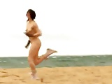 Sexy Teen strips naked on a windy beach