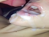 Wife eats Cum from Stranger