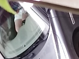 Girl with hot legs car voyeur