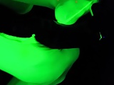 Glow in the dark nylon footjob