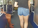 White booty girl in booty shorts