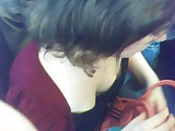 cute teen deep downblouse in Paris subway