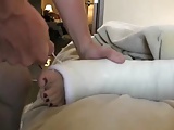 Zoe - physiotherapy in bed with double leg cast