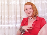 Redhead with furry bush and pits poses solo