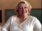 Chubby MILF teacher has a nice little wank